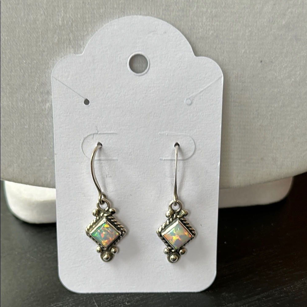 Sterling Silver and Opal Earrings